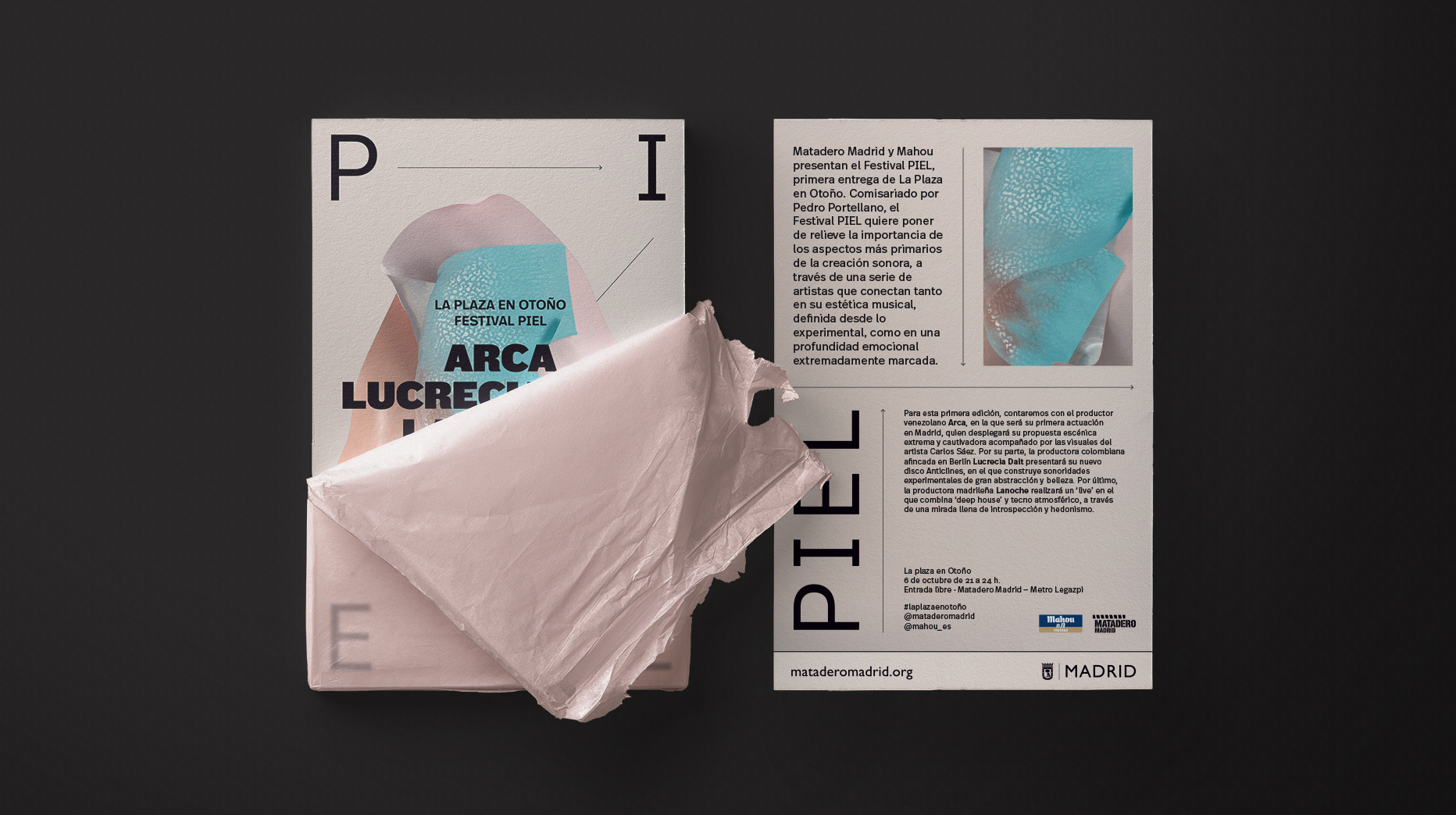 Diseño del folleto del festival Piel en Matadero Madrid por la diseñadora gráfica Rebeka Arce